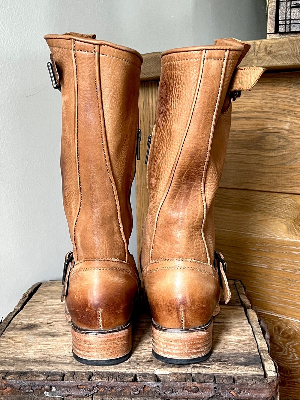 🔴SALE🔴 Freebird by Steven Rip Leather Harness Buckle Mid Calf Motorcycle Boots - Picture 9 of 13
